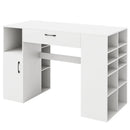 Counter Height Sewing Craft Table Computer Desk with Adjustable Shelves and Drawer-White by LJGDeals