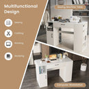 Counter Height Sewing Craft Table Computer Desk with Adjustable Shelves and Drawer-White by LJGDeals