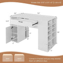 Counter Height Sewing Craft Table Computer Desk with Adjustable Shelves and Drawer-White by LJGDeals