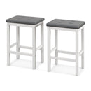 24 Inch Bar Stools with Padded Seat Footrest and Rubber Wood Frame-Brown by DirectDeals