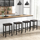24 Inch Bar Stools with Padded Seat Footrest and Rubber Wood Frame-Brown