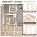 Swivel 30-Inch Bar Height Stool Set of 2 with Footrest-Cream White