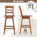 Swivel 24-Inch Counter Height Stool Set of 2 with Inclined Backrest by LJGDeals