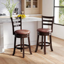 Counter Height Swivel Barstools Set of 2 with Faux Leather Seat and Wrap-around Footrest by LJGDeals