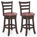 Counter Height Swivel Barstools Set of 2 with Faux Leather Seat and Wrap-around Footrest