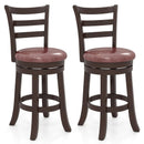 Counter Height Swivel Barstools Set of 2 with Faux Leather Seat and Wrap-around Footrest by LJGDeals