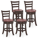 Counter Height Swivel Barstools Set of 2 with Faux Leather Seat and Wrap-around Footrest