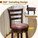 Counter Height Swivel Barstools Set of 2 with Faux Leather Seat and Wrap-around Footrest by LJGDeals