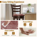 Counter Height Swivel Barstools Set of 2 with Faux Leather Seat and Wrap-around Footrest by LJGDeals