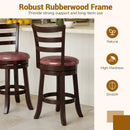 Counter Height Swivel Barstools Set of 2 with Faux Leather Seat and Wrap-around Footrest by LJGDeals