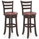 Counter Height Swivel Barstools Set of 2 with Faux Leather Seat and Wrap-around Footrest by LJGDeals