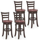 Counter Height Swivel Barstools Set of 2 with Faux Leather Seat and Wrap-around Footrest by LJGDeals