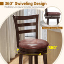 Counter Height Swivel Barstools Set of 2 with Faux Leather Seat and Wrap-around Footrest
