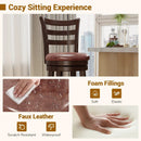 Counter Height Swivel Barstools Set of 2 with Faux Leather Seat and Wrap-around Footrest by LJGDeals