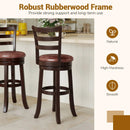 Counter Height Swivel Barstools Set of 2 with Faux Leather Seat and Wrap-around Footrest by LJGDeals