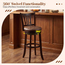 Counter Height Swivel Bar Stools Set of 2 with Back and Solid Rubber Frame