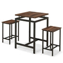 3 Pieces Pub Dining Table Set with Floating Tabletop and Footrest-Rustic Brown by LJGDeals