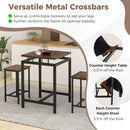 3 Pieces Pub Dining Table Set with Floating Tabletop and Footrest-Rustic Brown by LJGDeals