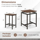 3 Pieces Pub Dining Table Set with Floating Tabletop and Footrest-Rustic Brown