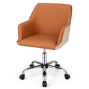 PU Covered Office Chair with Adjustable Height and Sponge Padded Cushion-Brown by LJGDeals
