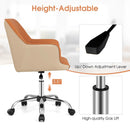 PU Covered Office Chair with Adjustable Height and Sponge Padded Cushion-Brown by LJGDeals
