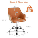PU Covered Office Chair with Adjustable Height and Sponge Padded Cushion-Brown by LJGDeals