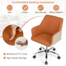 PU Covered Office Chair with Adjustable Height and Sponge Padded Cushion-Brown by LJGDeals