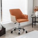 PU Covered Office Chair with Adjustable Height and Sponge Padded Cushion-Brown by LJGDeals