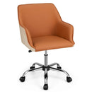 PU Covered Office Chair with Adjustable Height and Sponge Padded Cushion-Brown by LJGDeals