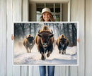Cow Bighorn Wall Art Canvas Print – Longhorn Texas Large