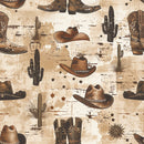 Rustic Cowboy Wallpaper - Removable Western Wallpaper with Hats, Boots & Cacti