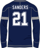 Deion Sanders Dallas Cowboys Throwback Retired Player Super Bowl Patch Long Sleeve Shirt by Dynasty Sports & Framing