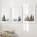 Rustic Cabin, Snowy Forest Prints. 3 Piece Winter Wall Art by Wall Art Set