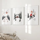 Alpine Skiing Winter Set of 3 Prints Home Wall Art by Wall Art Set