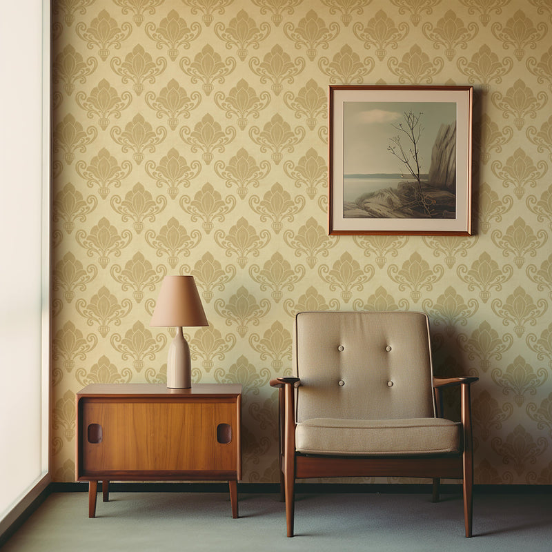 Rococo Reverie - Cream Damask Wallpaper