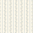 Cream and Blue Vintage Tulip Stripe Wallpaper