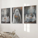 Moody Halloween Ghosts Trendy Wall Art Poster by Wall Art Set