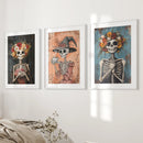 Cozy Floral Skeleton Wall Art Decor Poster Set by Wall Art Set