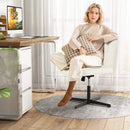 PU Leather Upholstered Cross-legged Office Chair with Oversized U-shaped Seat for Home Office Make Up by LJGDeals