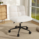 Cross Legged Chair with Wheels with Padded Seat Adjustable Height for Bedroom Study-Beige by LJGDeals