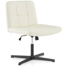 PU Leather Upholstered Cross-legged Office Chair with Oversized U-shaped Seat for Home Office Make Up by LJGDeals