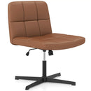 PU Leather Upholstered Cross-legged Office Chair with Oversized U-shaped Seat for Home Office Make Up by LJGDeals