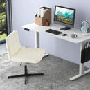 PU Leather Upholstered Cross-legged Office Chair with Oversized U-shaped Seat for Home Office Make Up by LJGDeals