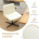 PU Leather Upholstered Cross-legged Office Chair with Oversized U-shaped Seat for Home Office Make Up by LJGDeals