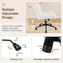 Cross Legged Chair with Wheels with Padded Seat Adjustable Height for Bedroom Study-Beige