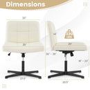 PU Leather Upholstered Cross-legged Office Chair with Oversized U-shaped Seat for Home Office Make Up by LJGDeals