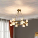 Crystal Cube Gold Chandelier
