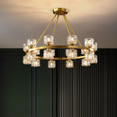 Crystal Cube Gold Chandelier