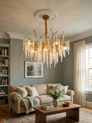 Crystal Icicles Branch Brass Chandelier