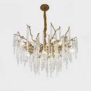 Crystal Icicles Branch Brass Chandelier
